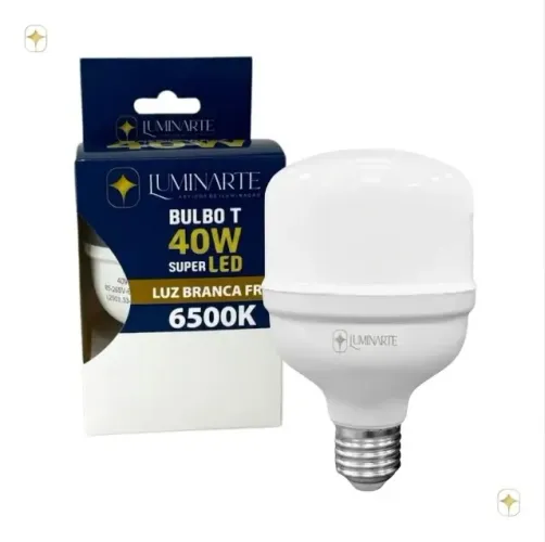 Lâmpada Bulbo T 40W Suoer led Branca Fria 90% de economia Luminarte Maxima Economia