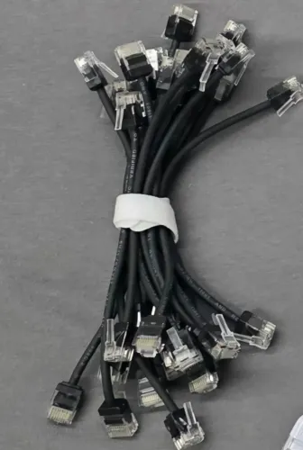 Lote com 19 Cabos de Rede Slim Cat6a 10G Pretos - 15 cm