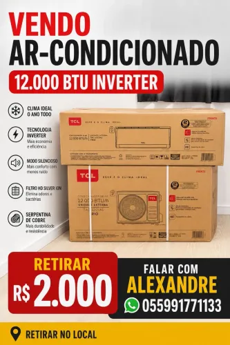 Ar-Condicionado TCL Inverter 12.000 BTUs Frio, novo na caixa