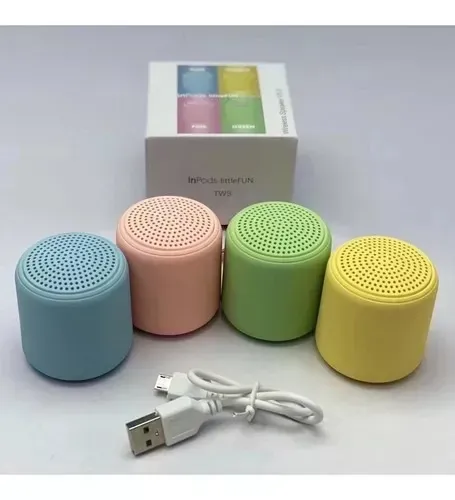 Mini Caixa De Som Bluetooth Inpods Little Fun Portátil- LILAS/PRETA