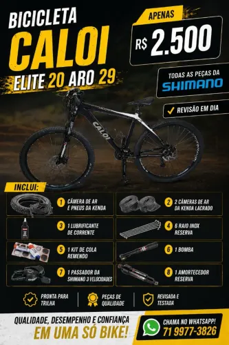 Bicicleta Caloi Elite 20 Aro 29 Shimano + Acessórios