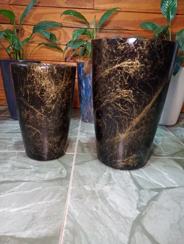 Kit vasos de cimento efeito mármore