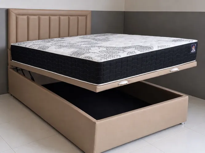 Cama Box Baú Blindado + Colchão América Ley Colchões - Entrega Imediata