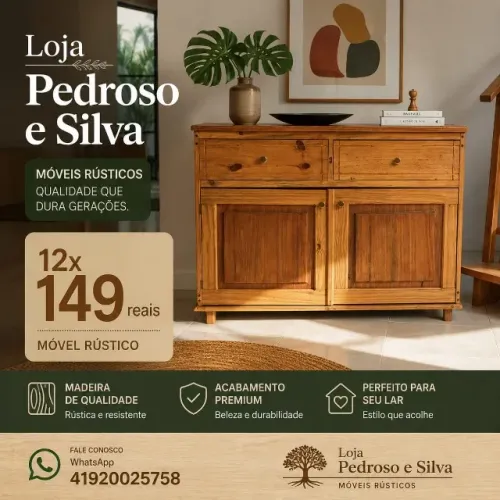 Movei beneficiado, madeira maciça com duas gavetas e dois portas