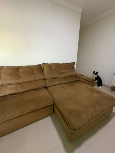 Sofá Suede Marrom 2,80M