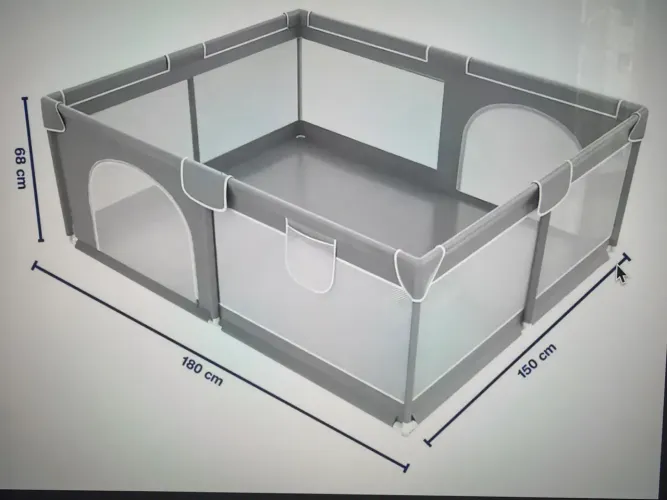 Cercado GRANDE Para Bebe Chiqueirinho Criança Berço Infantil Cor Cinza Do Tecido Liso