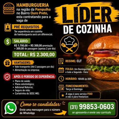LÍDER DE COZINHA FEMININO 