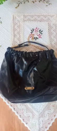 Bolsa Feminina Ana Capri Original Nude com Alça de Corrente
