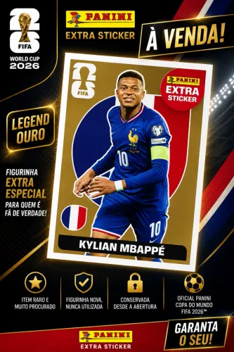 ? RARA! Mbappé Legend Ouro - Extra Sticker Panini Copa 2026
