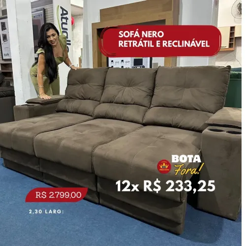 PROMOÇÃO URGENTE - Sofá de Luxo RETRÁTIL RECLINÁVEL 3 Lugares Nero Marrom