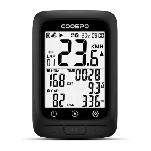 Ciclocomputador Coospo BC107 GPS Sensor ANT+ Preto 2.4 Pol