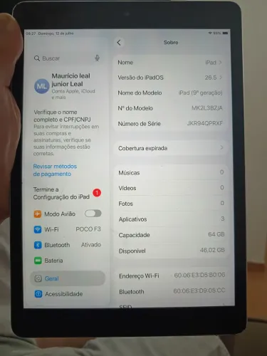 Ipad nona geracao 64 g