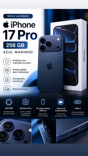 iPhone 17 Pro 256GB azul novo lacrado