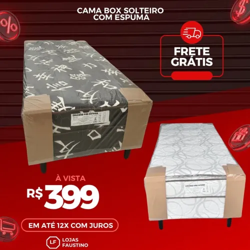 Cama Box solteiro com espuma 