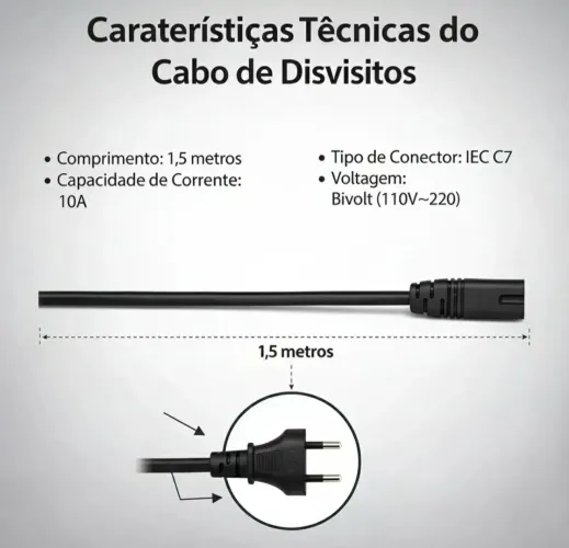 Cabo força tipo 8 rádio tv uso geral