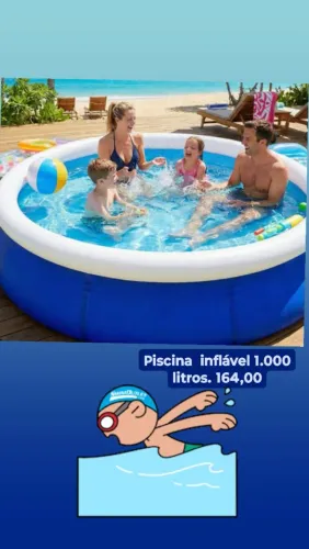 Piscina 1.000 mil litros nova nunca usada. Prática só encher a borda de ar e usar