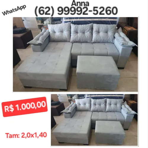 Sofá de chaise com puff