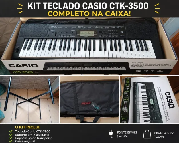 TECLADO CASIO CTK-3500 COMPLETO NA CAIXA.