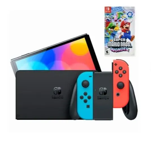 CONSOLE NINTENDO SWITCH 32GB HAC-001(-01) PRETO + JOGO SUPER MARIO BROS WONDER FISICO