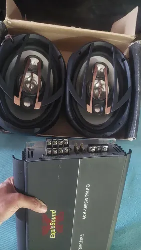 Kit Som central MP5 7'pol. Módulo Explosound 1600w par de 6X9 e Mega Capacitor 3F