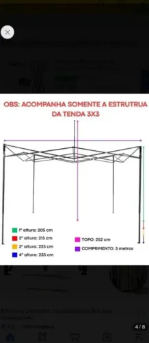 Armação de gazebo 3×3 sem a lona (usado) bom