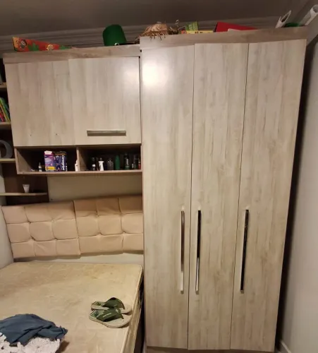 Roupeiro jogo de quarto solteiro modulado aliança moveis