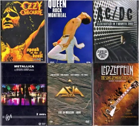 Lote com 6 DVDs de Shows de Rock (originais)