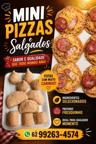 Salgados e mini pizzas