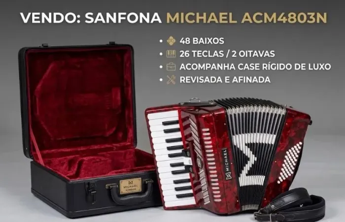 Sanfona/Acordeon Michael ACM4803N - 48 baixos