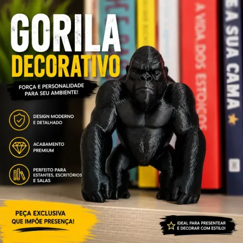 Gorila Decorativo Moderno para Estante e Escritório