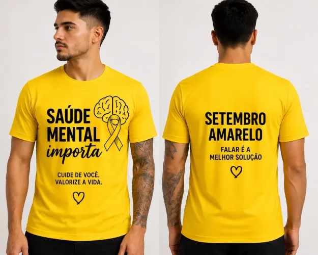 10 Camisas Personalizada Setembro Amarelo / Malha PP