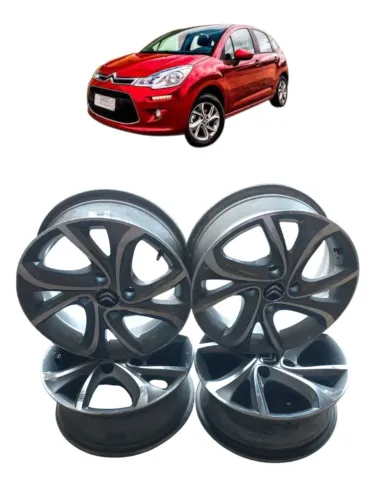 Jogo Roda Aro 15 4 Furos Citroen C3 Lounge 2015 Prata