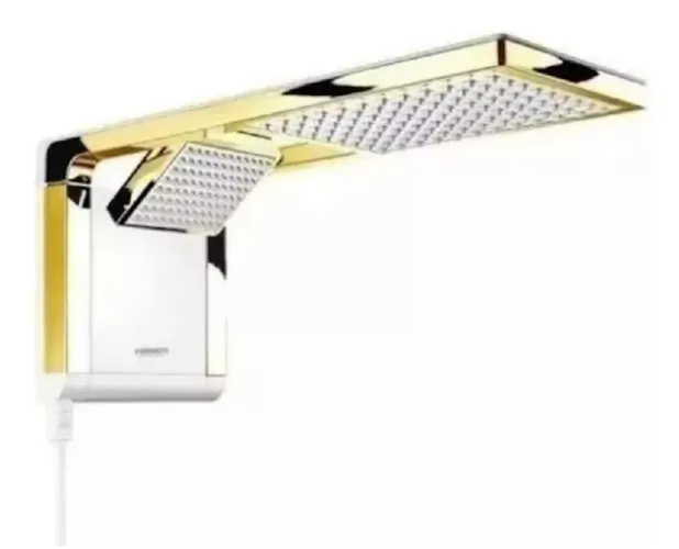 Chuveiro Lorenzetti Acqua Duo - Branco com Dourado Brilhante
