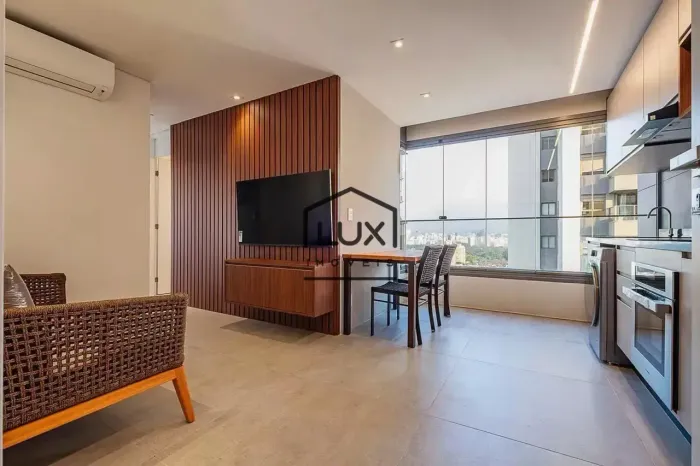 Apartamento Mobiliado para Locação, Pronto para Morar, 46m², 1 Dormitório, 1 Vaga de Garag