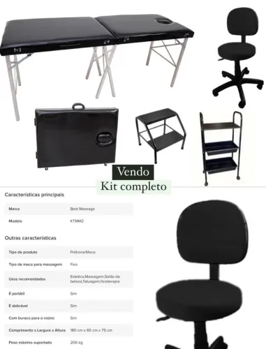 Kit estética - Maca, cadeira e escada