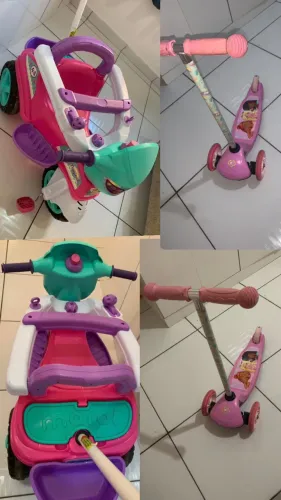 Triciclo Passeio Infantil Baby City Menina - Maral e Patinete Infantil 3 Rodas Barbie Fun