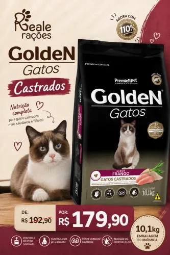 Ração Golden Gatos Castrados Frango 10,1kg + Entrega Grátis 