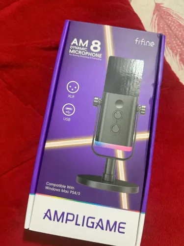 Microfone Gamer Fifine AmpliGame AM8, USB, RGB, Black Lacrado