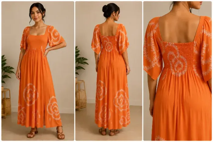 Vestido Longo Feminino Laranja Tam. M - Usado 