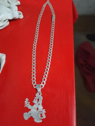 CORRENTE DE PRATA, Escamada 12MM 80CM E O PINGENTE M DO TIO PATINHAS, VENDA OU CORDA MAIOR