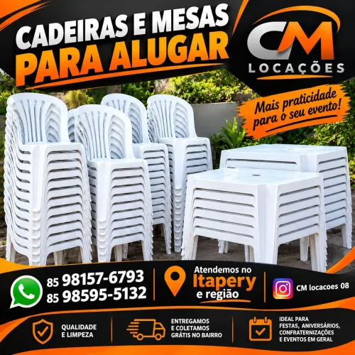 Aluguel de mesas e cadeiras zap. *93 / *32