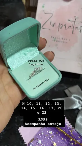 Solitário prata 925 legítima 