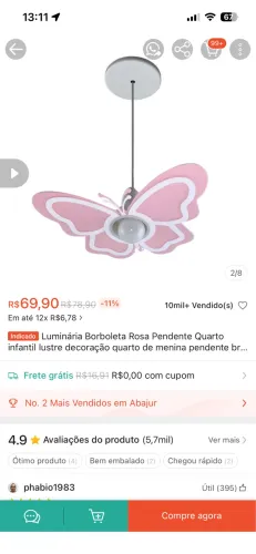Luminária infantil