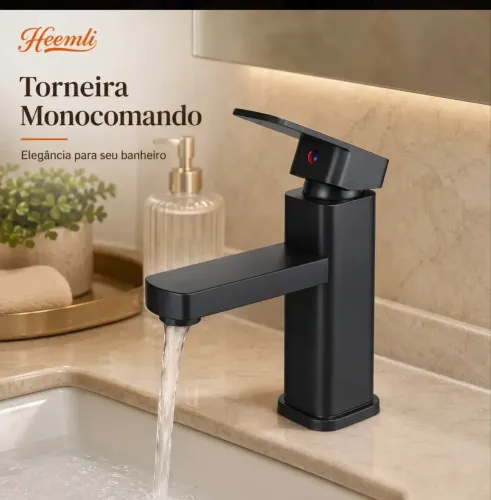 Torneira Heemli Baixa de Metal Luxo Inox