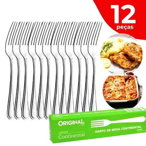 Kit 12 unidades de garfo aço inox original line Ideal para Restaurantes