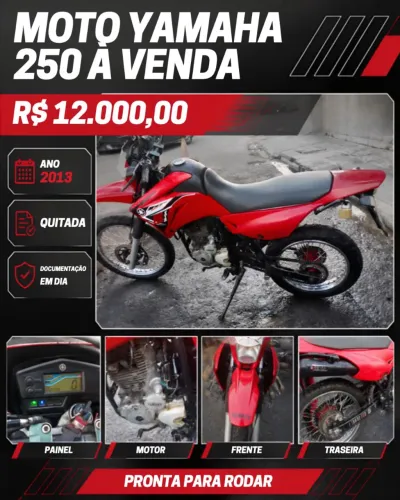 Yamaha 250/2013 quitada e documentação em dia.