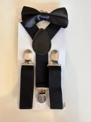Suspensório Infantil Elástico em Y + Gravata Borboleta Preto (Usado apenas 2 Vezes)