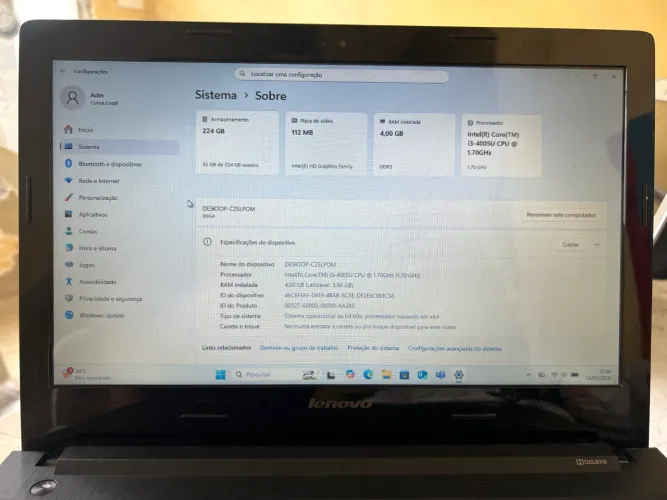 Notebook Lenovo core-i3 14 4gb ram