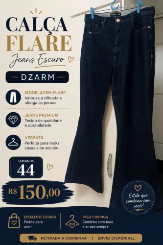 Calça jeans escuro flare