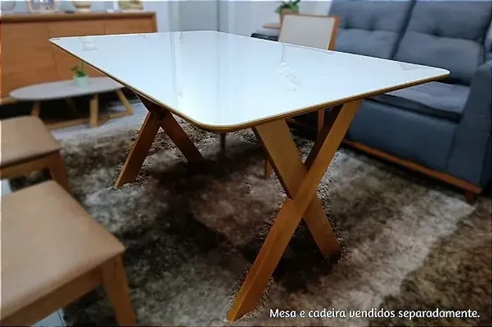 MESA DE JANTAR JADE 180X90 TP VIDRO C/BORDA r54